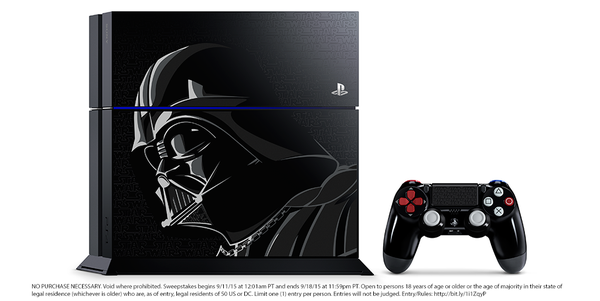 LucasfilmGames's tweet photo. Ends today! Win a Limited Edition @PlayStation 4 bundle! 

#VaderPS4Sweepstakes entry details: http://t.co/PZ2cJS8nyp http://t.co/e9yN35w186