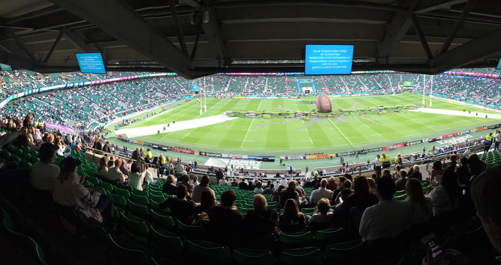 billingham_aj's tweet photo. Arrived for opening match @Rwc2015England #atmospherebuilding http://t.co/dtFzOWnUoR