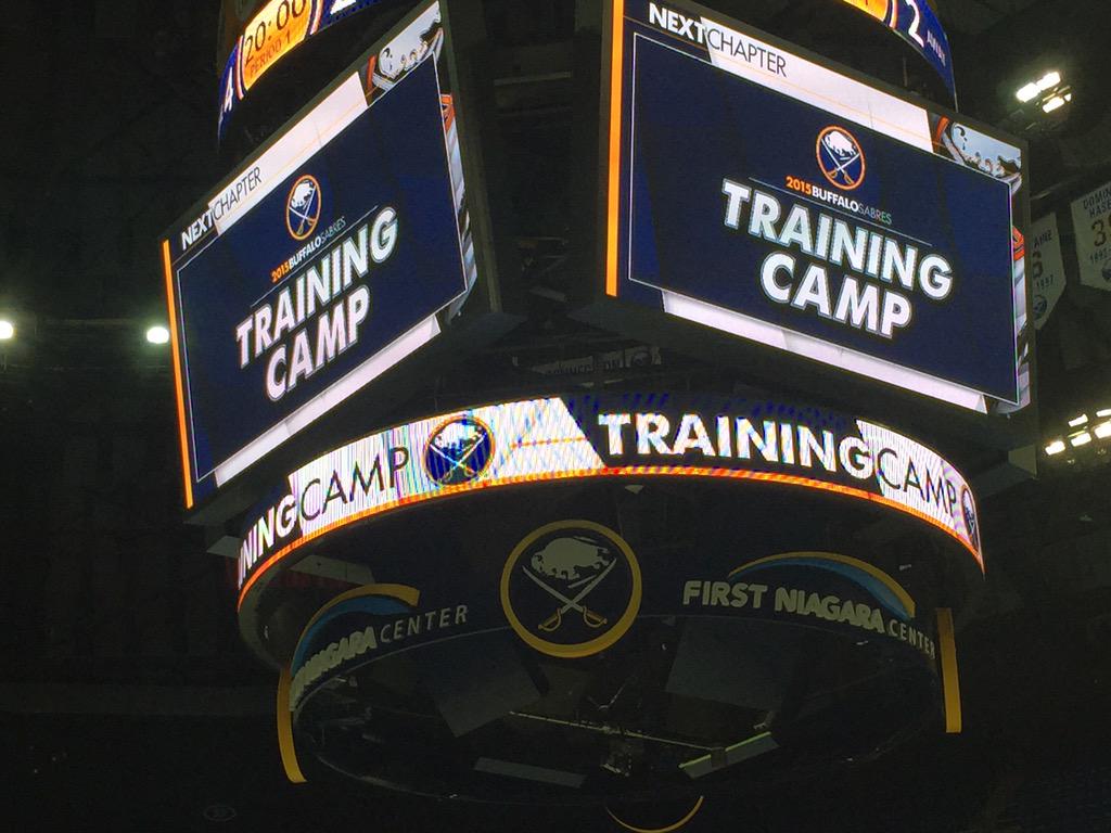 BuffaloSabres's tweet photo. It's 9am and training camp sessions are officially underway on the @FirstNiagaraCtr ice! #SabresCamp http://t.co/9EgiWKLqsK
