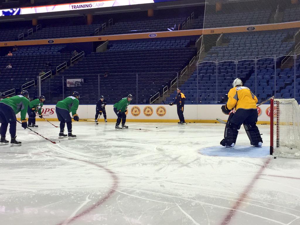 BuffaloSabres's tweet photo. It's 9am and training camp sessions are officially underway on the @FirstNiagaraCtr ice! #SabresCamp http://t.co/9EgiWKLqsK
