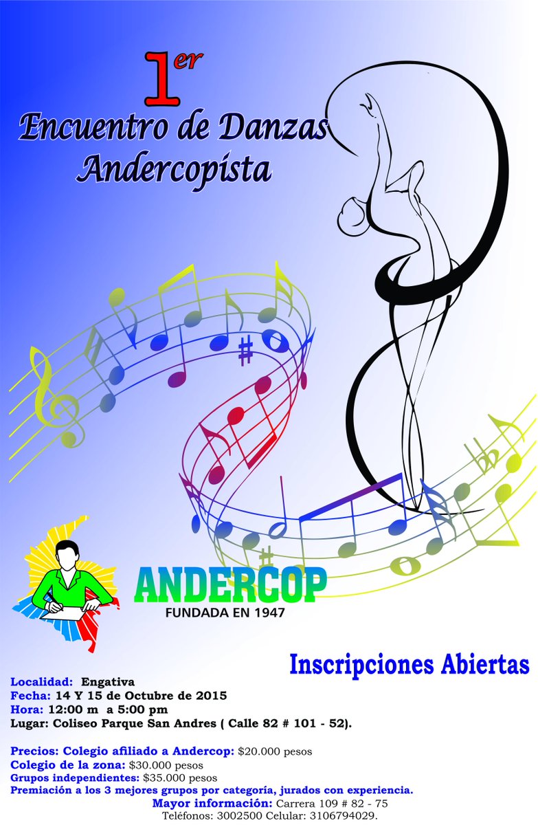 AndercopN's tweet photo. Últimos días de inscripciones para participar en el primer encuentro de danza.. http://t.co/AFc9dDhSS4