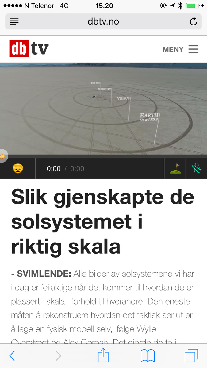 audunaas's tweet photo. Herlig resultat av å blokkere webfonter i iOS9: DBTV med emoji-kontroller. Play-knappen bytter kjønn ved klikk, haha. http://t.co/T8j83yPYvj