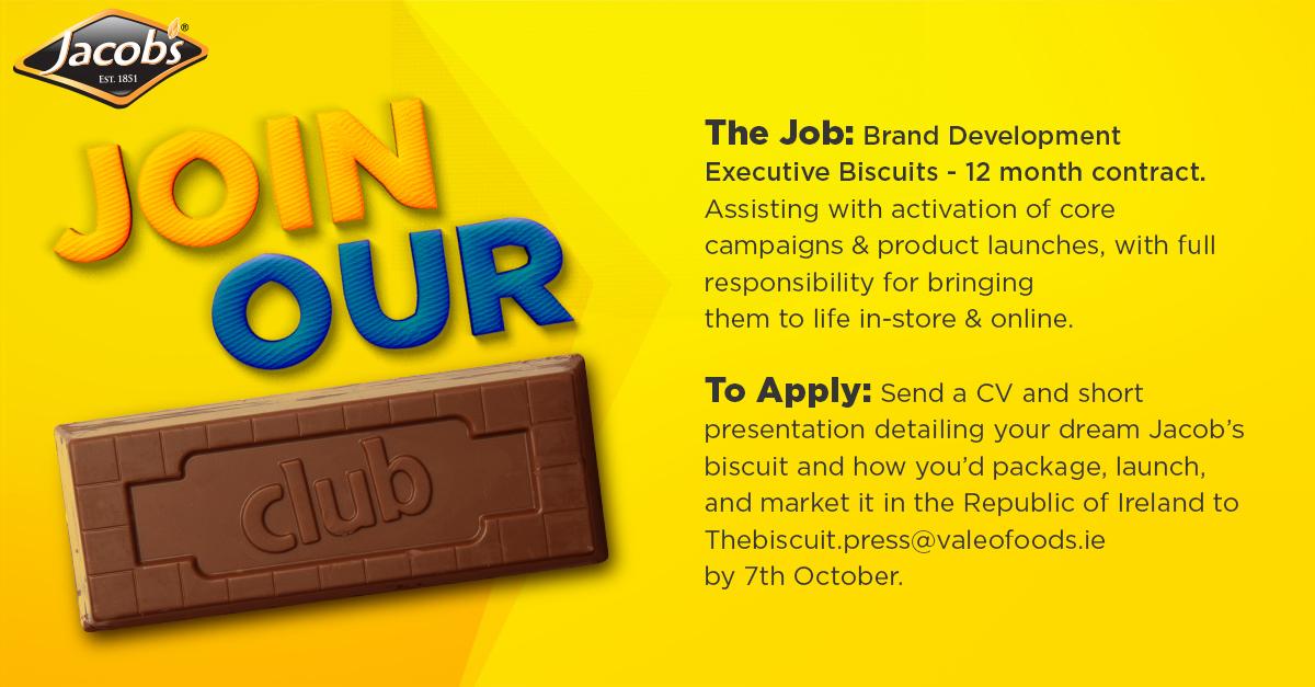 <a href="/DublinJobFairy/">DublinJobFairy</a>  Do you know any biscuit fans up to the challenge? #jobfairy bit.ly/1iUqL6T
