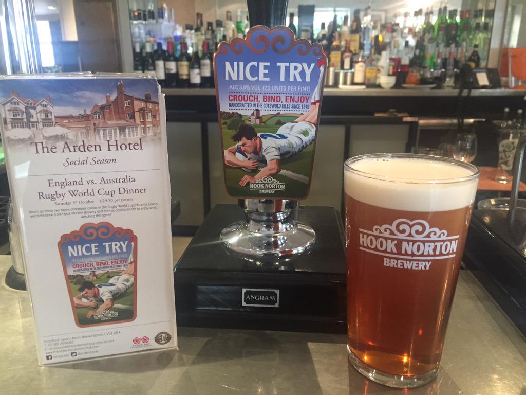 ArdenHotel's tweet image. Kick off the #RWC15 with a pint of @HookyBrewery nice try!!! @HookyJames