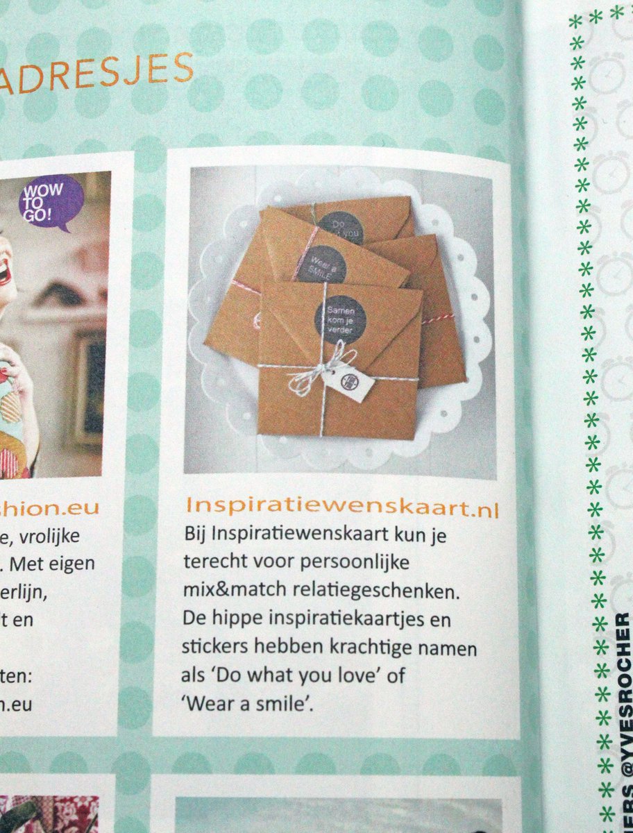 Heb je ons al gespot bij de leukste shop adresjes in <a href="/FlowMagazine/">Flow Magazine</a> ? Mijn favoriete tijdschrift! Super leuk!