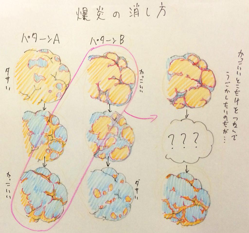 爆発を描くたびにいつもこれに悩んでる。 