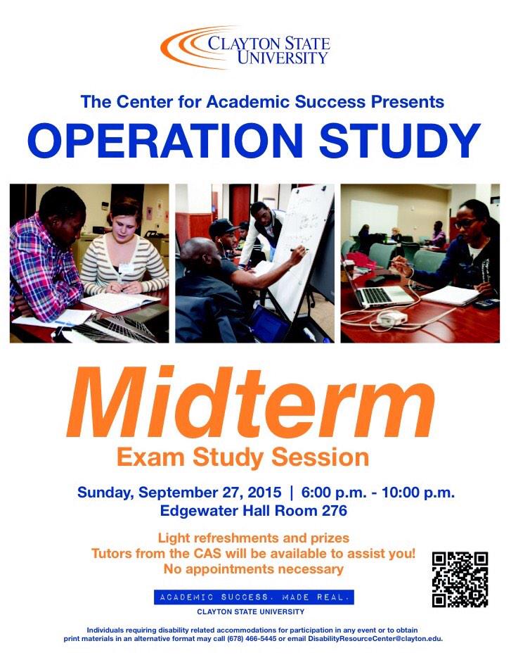 Midterms are quickly approaching! Come to our Midterm Study Session! @FirstYearLaker <a href="/ClaytonState/">Clayton State</a> <a href="/claytonstatelib/">ClaytonStateLibrary</a>