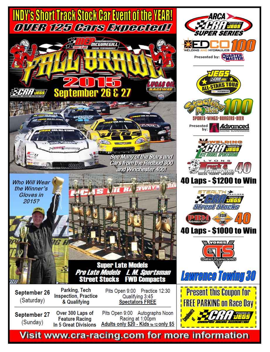 CRAracing's tweet photo. MEP @CRAracing #FallBrawl Sat-Sun 9/26-27 @LucasOilRaceway #ARCACRA #JEGSCRA #CRALMS #CRASSS https://t.co/wBZyzMvA9M http://t.co/QCHed8MRJl