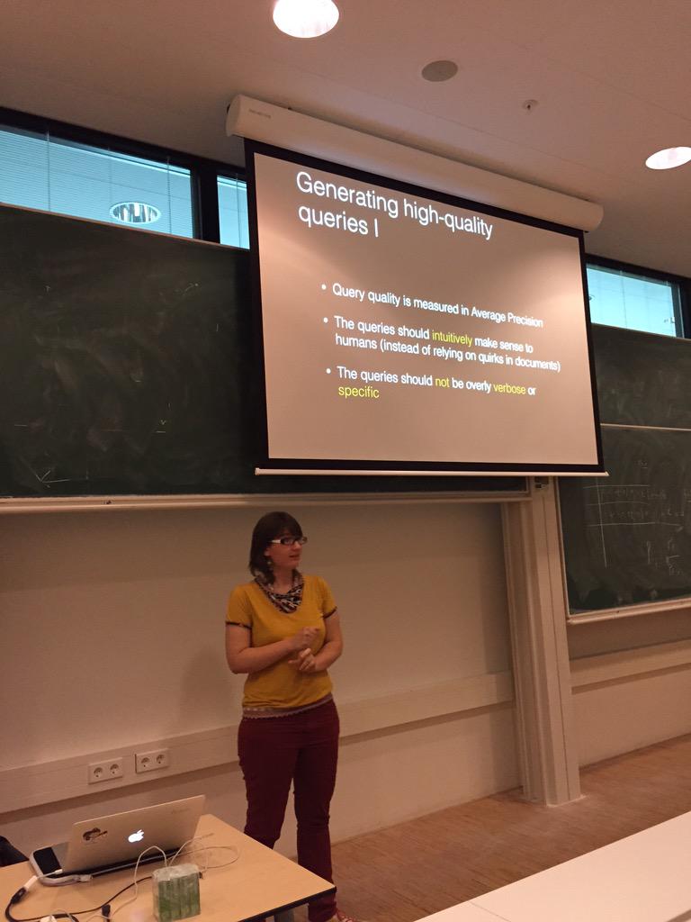 agrotov's tweet photo. Why only improve the algorithms? Lets  also improve our users! An exiting talk by Claudia Hauff! http://t.co/wgXLqD4mE6