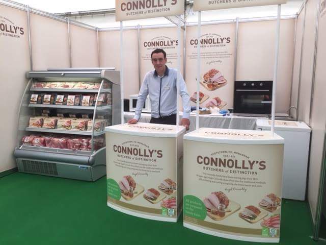 our stand all ready to go at the #TescoTasteFestival in Belfast today. All excited #connollymeats