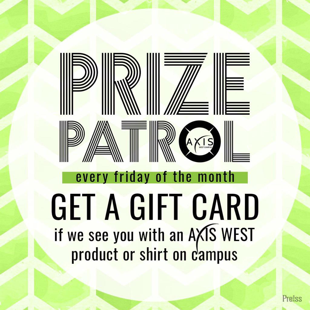 AxisWestCampus's tweet photo. Wear your #axiswest gear on campus this morning and you could win some 💲💲 ‼️ check out our snapchat for more info. http://t.co/EnurrOLpdA