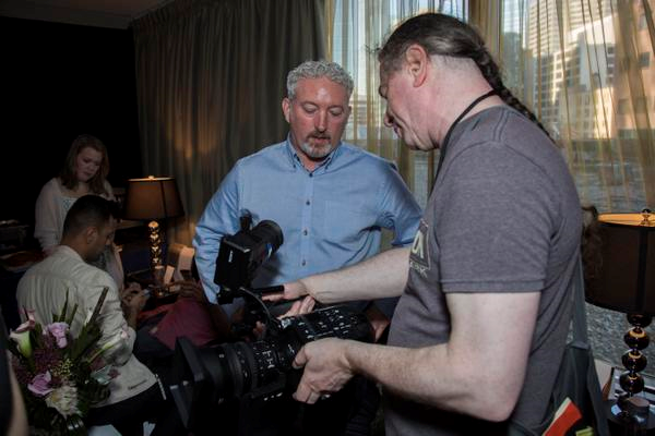 HDSourceCa's tweet photo. #HDSource team with the hot #SONY #PXWFS7 at the #TIFF #OutThere Lounge. Missed us? Drop in to #HDSource anytime! http://t.co/xlUNgeOiS5