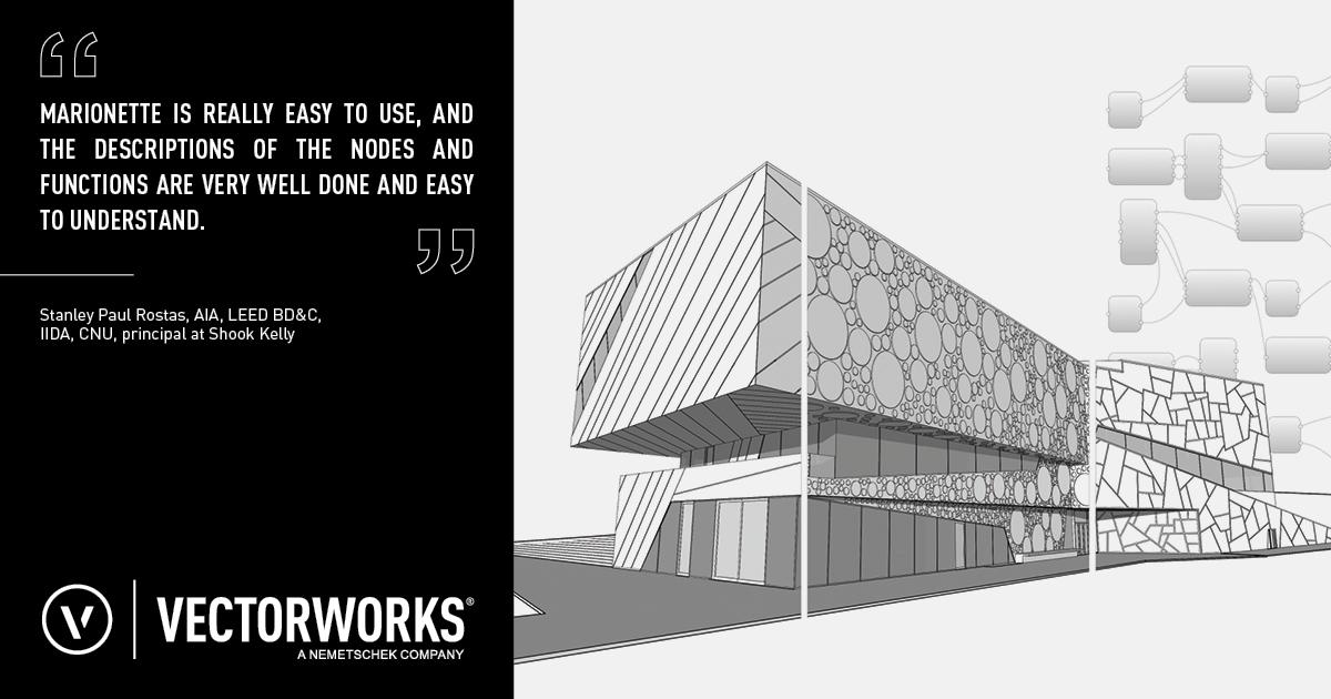 Vectorworks's tweet image. Store parameters in the form of an object &amp;amp; share it with others to collaborate w/ Marionette in #Vectorworks2016.