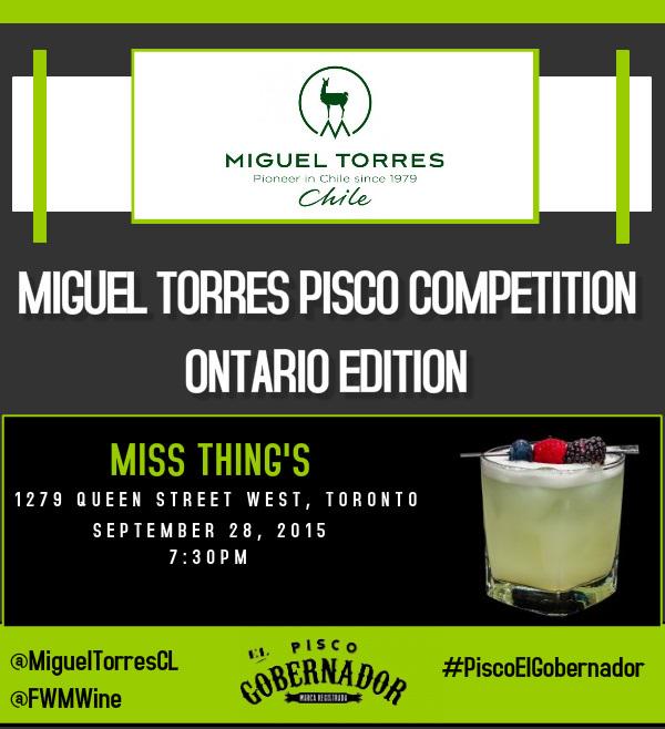 FWMCan's tweet photo. RT &amp; join us for the first-ever @MiguelTorresCL #PiscoElGobernador cocktail competition Sept 28 @missthingsbar http://t.co/YHlU1aTAeV
