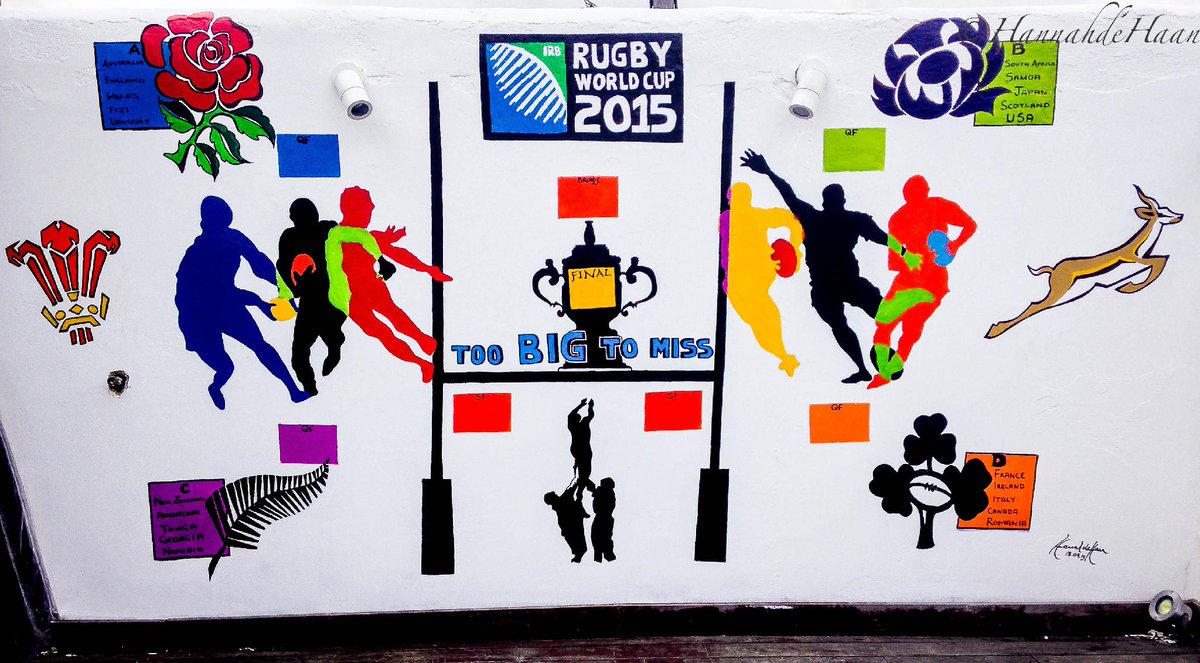 HannahdeHaan's tweet photo. My finished RUGBY WORLD CUP Mural @EnglandRugby @ChrisRobshaw @BBCSport #art #RugbyWorldCup #carrythemhome #RWC2015 http://t.co/8VDRfYVxdG