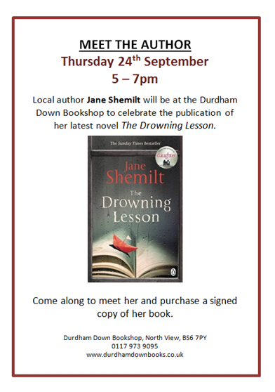 DurdhamDown's tweet photo. On Thursday local author @Janeshemilt will be at the Bookshop signing copies of her latest novel. http://t.co/h5OxoUsPJM