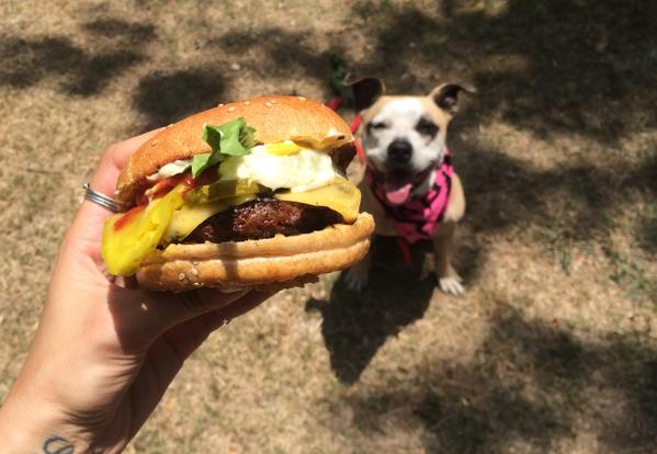 Hezzah's tweet photo. Celebrating #NationalCheeseburgerDay with a delicious veggie burger? Yes please! http://t.co/CDw8KRSC4p http://t.co/mLMso1qbmi