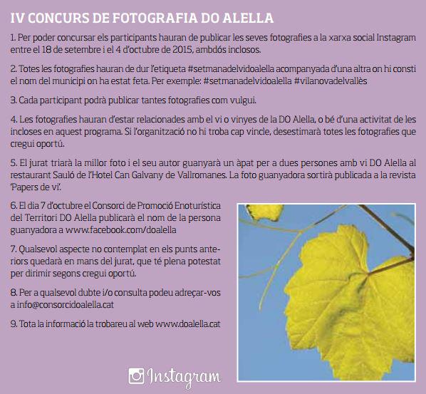 terrapansablanc's tweet photo. A les 19h arrenca la #SetmanaVi @DOAlella i també comença el concurs de fotografia. Tens instagram? http://t.co/1TIKGXT3Qn
