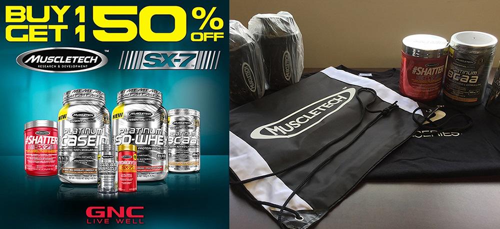 GNCCanada's tweet photo. #Contest - @Muscletech products are currently BOGO 50% off! RT for your chance to #win a #MuscleTech prize pack! http://t.co/v3kdp9urFK