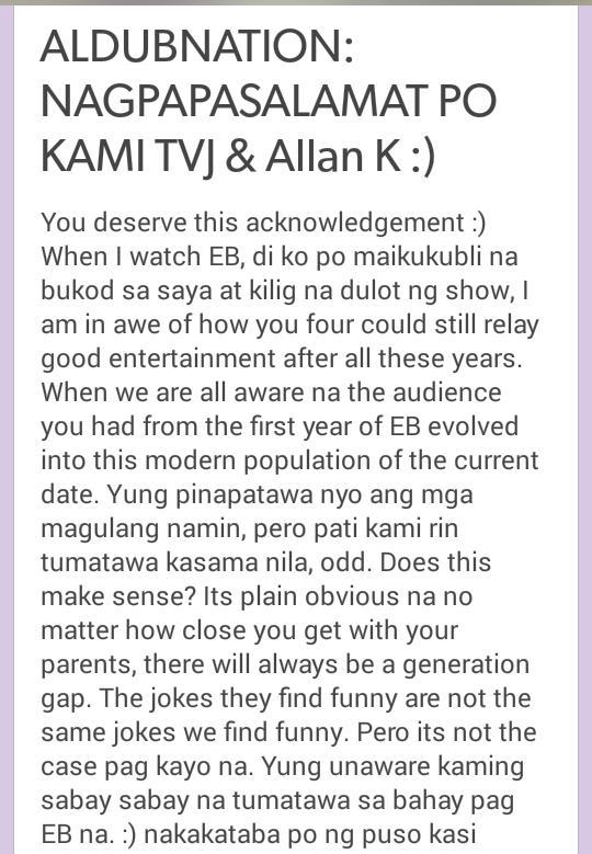 dharlocampooo's tweet photo. This is for you @AngPoetNyo @allanklownz @EatBulaga 
THANK YOU!
#ALDUBMostAwaitedDate http://t.co/P1Pr3cAf9J