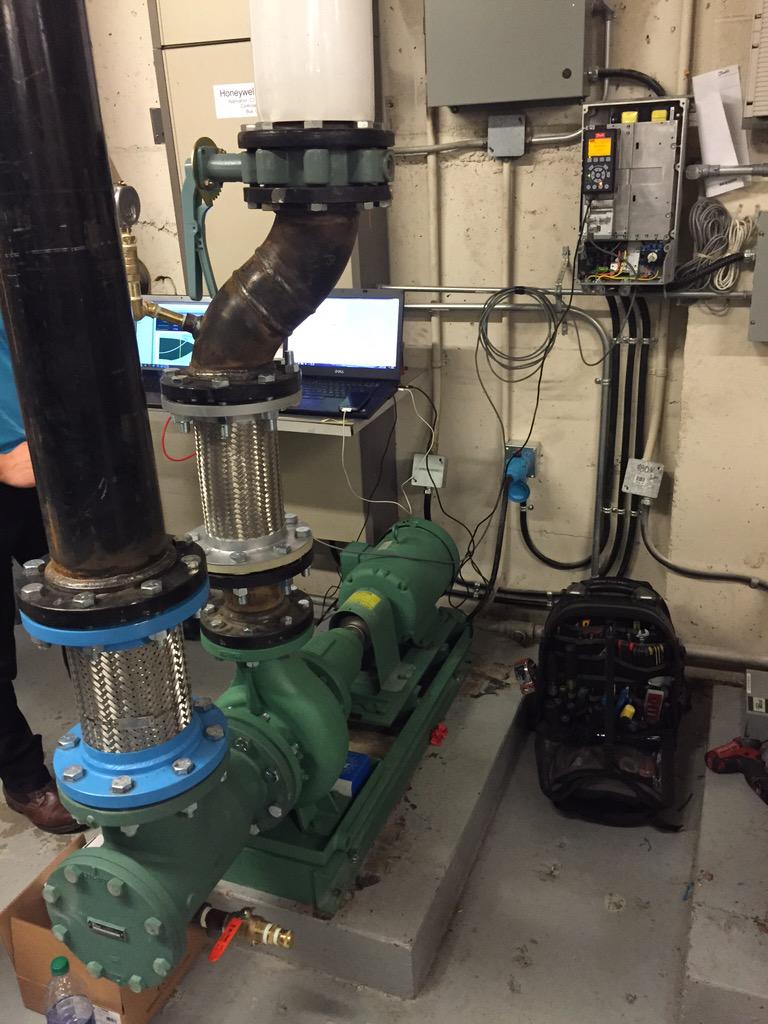 hydronicsmike's tweet photo. @TacoComfort #SelfSensing Pump Series, first in NA, base mounted SFI commissioned at the University of Regina today. http://t.co/8LRsVaJ2Y7