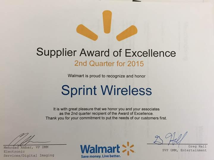 Thanks <a href="/Walmart/">Walmart</a> for recognizing great work. We love the @sprint <a href="/Walmart/">Walmart</a> partnership. Good job <a href="/DowDraper/">Dow Draper</a>