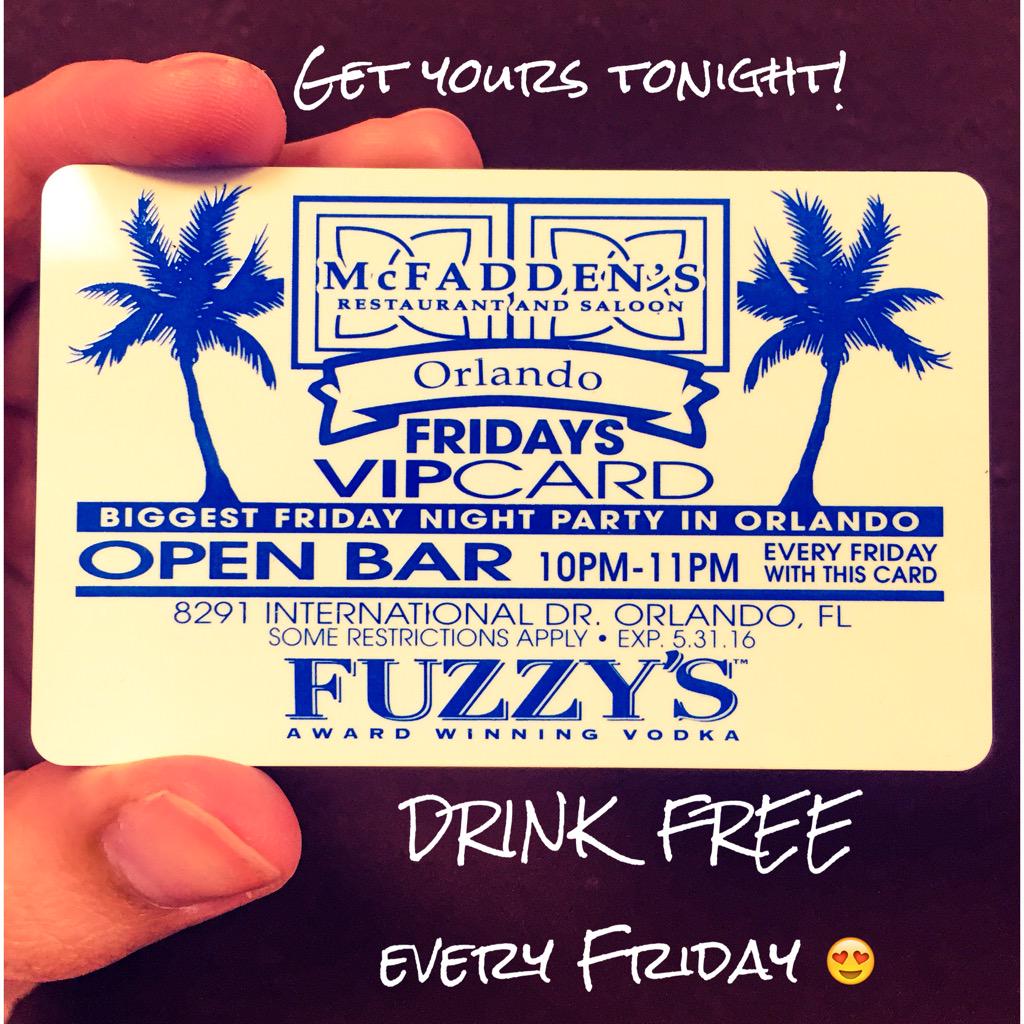 McFaddens360's tweet photo. No need to RSVP when you're a VIP. DRINK FREE every Friday! 🌴 Get your card tonight at the door before they're gone.. http://t.co/DZOvaVxESs