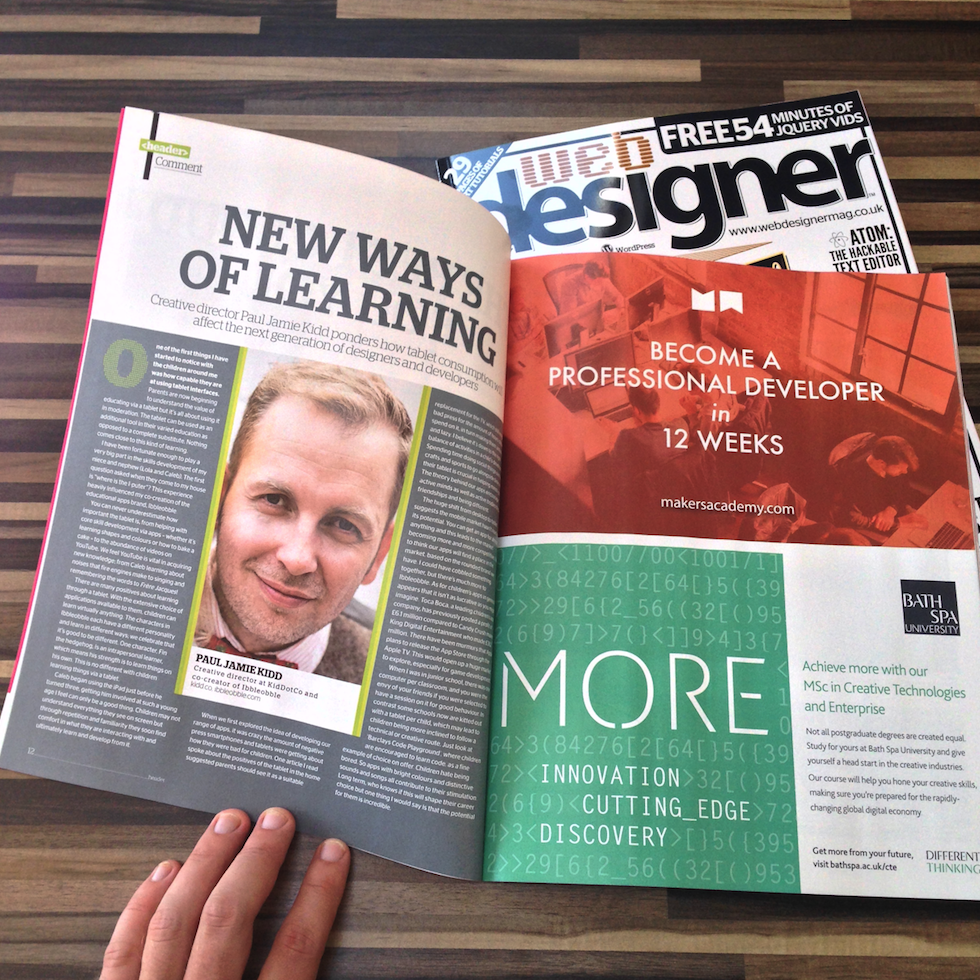 kidd81's tweet photo. p12 of @WebDesignerMag! My article talks about 'New ways of learning' #discovernel #lincsconnect #ibblobble #iblobl http://t.co/fWVcRoloT7