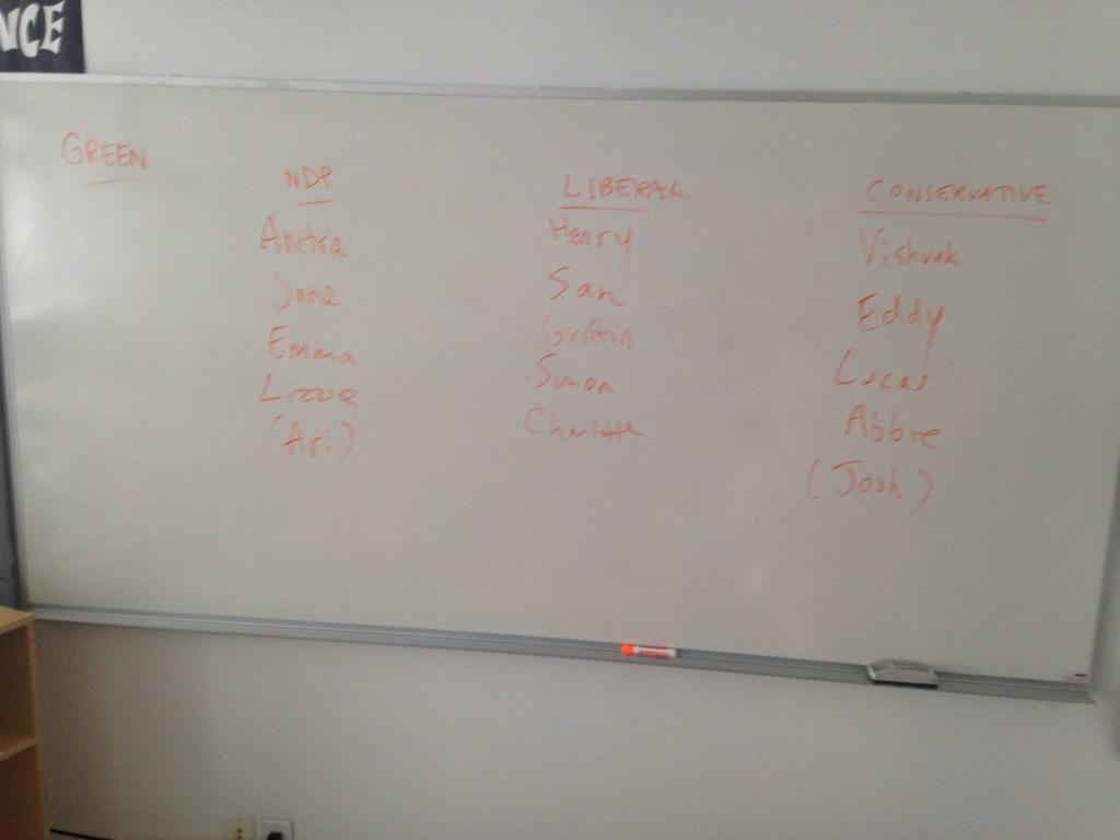 cmackay2019's tweet photo. No representative for the Green Party just like last night's debate @ElizabethMay #icewrites http://t.co/prn341Sd2E