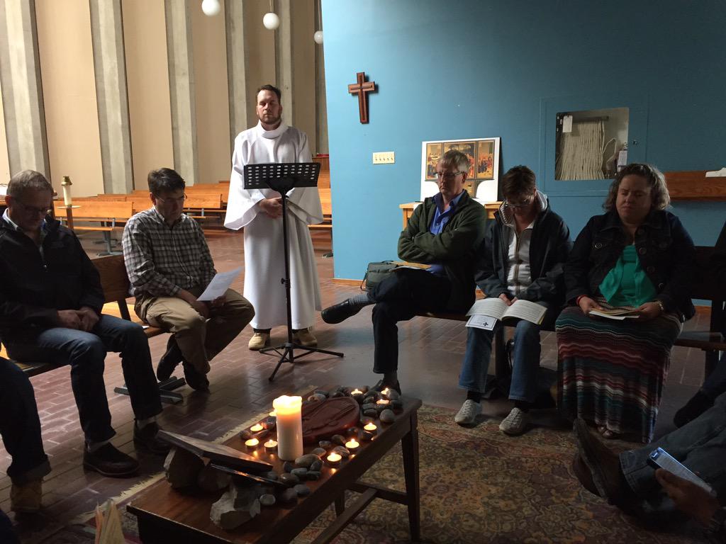 Lovely taize service led by Seth w/ readings in English, French, Mandarin, Malagasy, Spanish, Latin. Safe travels!