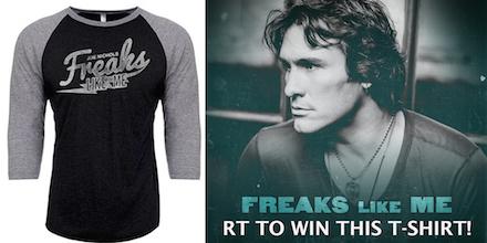 JoeNichols's tweet photo. RT for your chance to win this #FreaksLikeMe raglan t-shirt! One winner will be picked at 3pm…GO! http://t.co/3zacVWqY7w