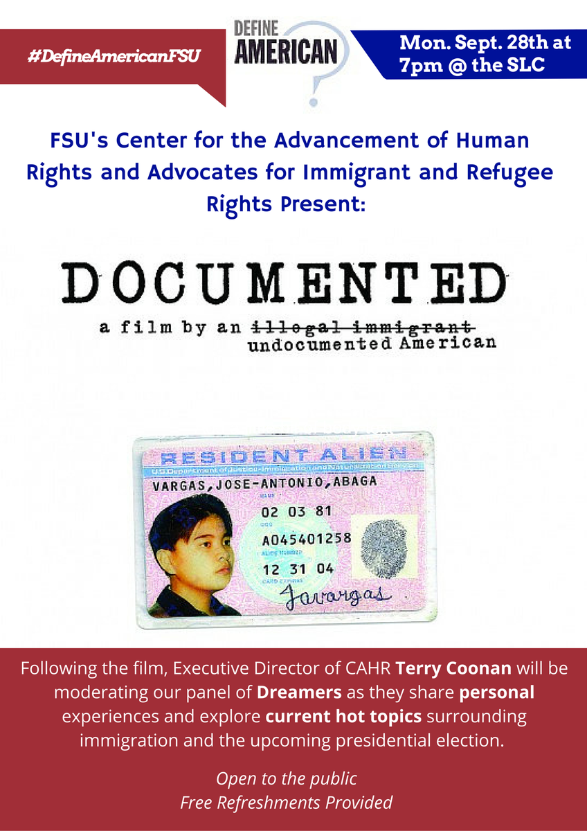 BOND_360's tweet photo. Can't wait for our screening of @DOCUMENTEDfilm with @FSU_AIRR on Sept. 28th! #DefineAmericanFSU #DefineAmerican http://t.co/isjta4sxx8