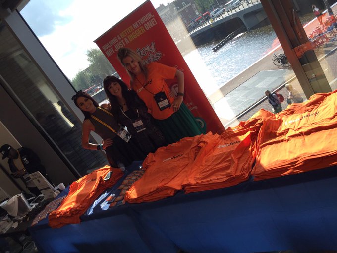 The #Women of JuicyAds at the WMA Amsterdam Meet Market with our #IamJuicy tshirts.  Are you Juicy? <a href="/tag/women"class="tags">#Women</a><a href="/tag/iamjuicy"class="tags"><span>#iamjuicy</span></a>