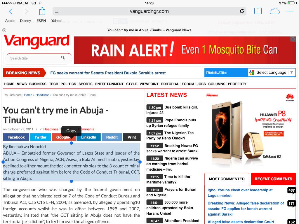 akaebube's tweet photo. I'm waiting for Prof. Osibanjo to sate his moral locus after stalling Tinubu's trial at CCT with jurisdiction in 2011 http://t.co/1kEeXUdBbo