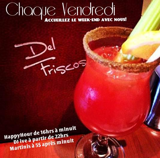 #TGIF Venez accueillez le week-end avec nous! #HappyHour jusqu'à minuit, Dj live! #DelFriscos #DDO #Boucherville #Mtl