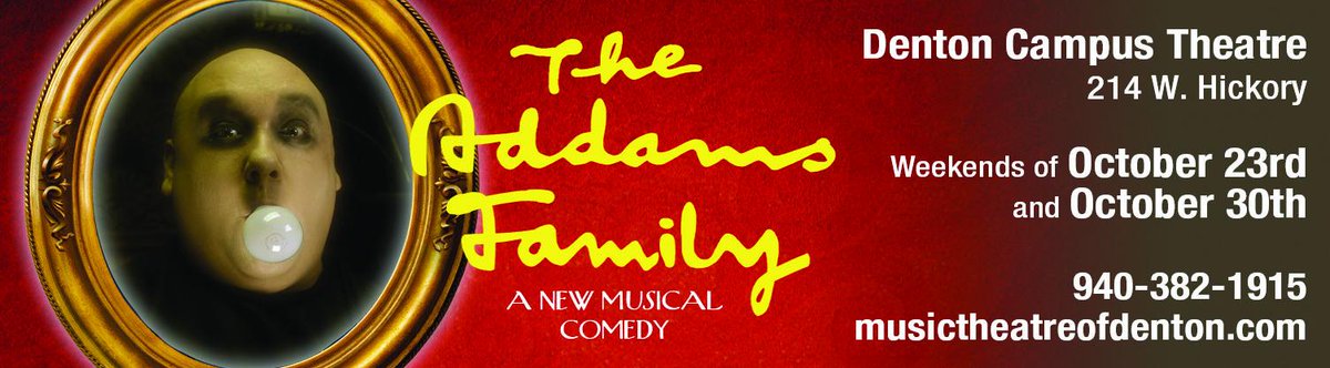 TheatreDenton's tweet image. Our Digital Billboard Designs @AlphaGraphics #MTDAddamsFamily @MTDFester @DentonChamber @DiscoverDenton