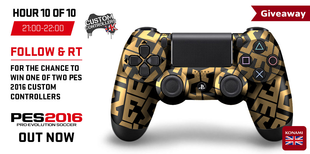 KONAMIUK's tweet photo. #PES2016 is OUT NOW! To celebrate, we're giving away @ControllersUK pads!

HOUR 10 of 10. FOLLOW &amp; RT to #WIN! http://t.co/xrK9dHJhWh