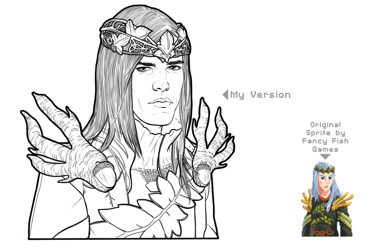 ManovermarsPlay's tweet photo. Line work for another #DeityQuest #character redesign #gameart for @chasebethea's #indiedev #vgm #soundtrack. Yay! http://t.co/41MgCGjGxH