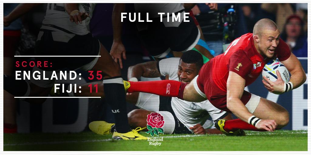 It's full-time at Twickenham and England have defeated <a href="/fijirugby/">Fiji Rugby Union</a> 35-11!

#carrythemhome #ENGvFJI