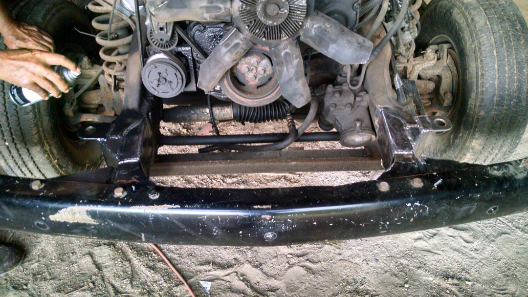 AxisDesignanFab's tweet photo. Finally had time to work on the old dodge today.  Finished the bumper to frame tie in. http://t.co/CAfrdxpPRn