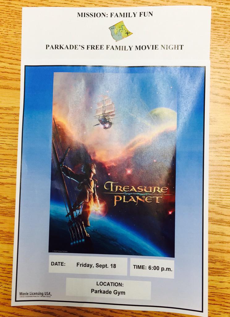 Hey Panthers, don't forget about the FREE family movie night TONIGHT! Treasure Planet will be showing in the gym @ 6!
