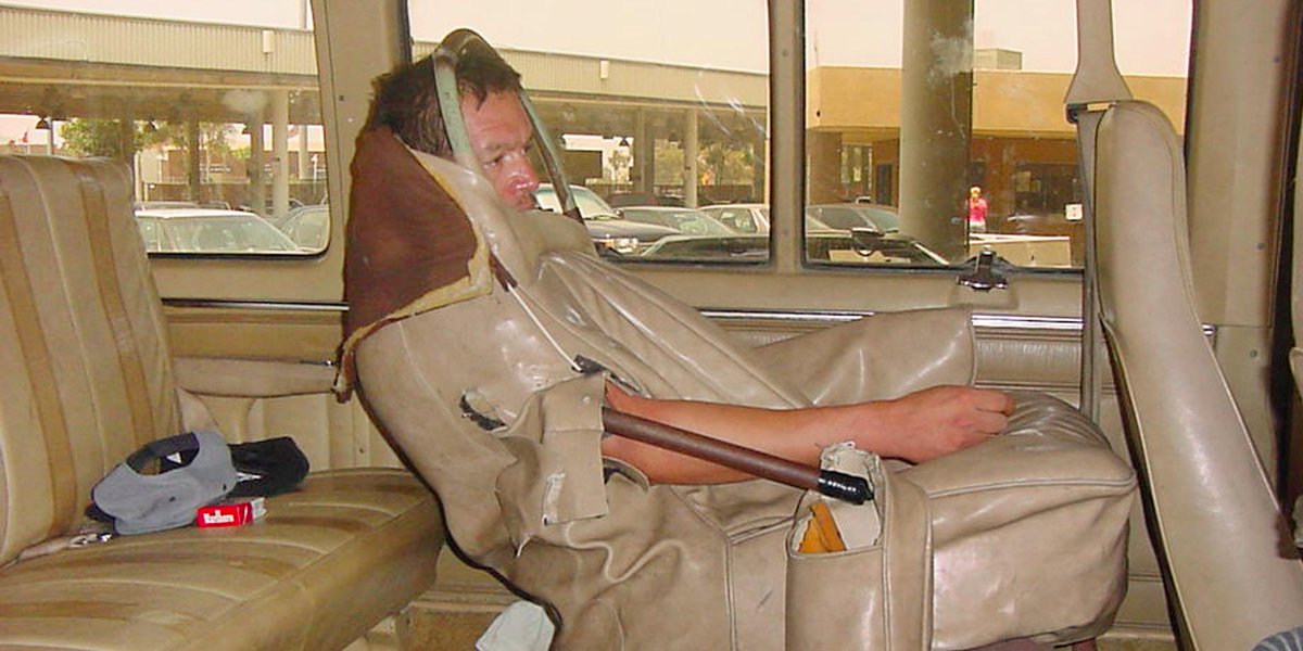BusinessInsider's tweet photo. A Mexican man attempted to illegally immigrate to the US by disguising himself as a car seat http://t.co/ZLl3fiVWw5 http://t.co/gFObI2xHFb