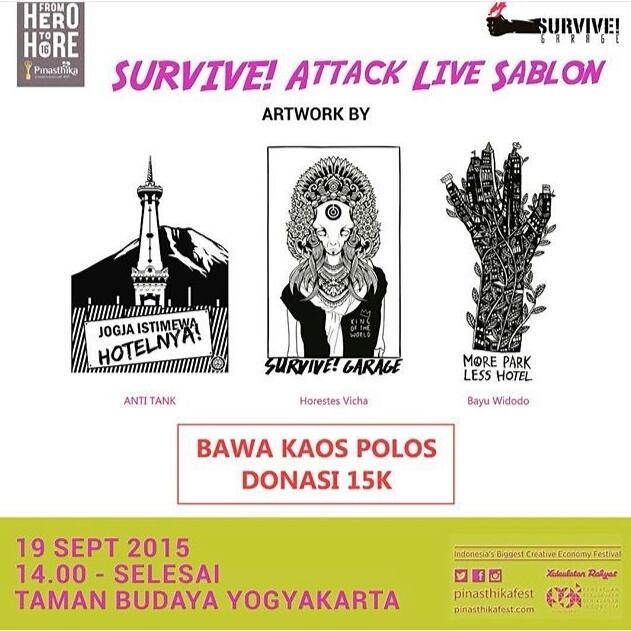 BiennaleJogja's tweet photo. Bawa Kaos Polosmu utk disablon | 19 Sept 2015 | 14.00 WIB | Taman Budaya Yogyakarta | Donasi: 15K | @PinasthikaFest http://t.co/J7n1qBXNH7