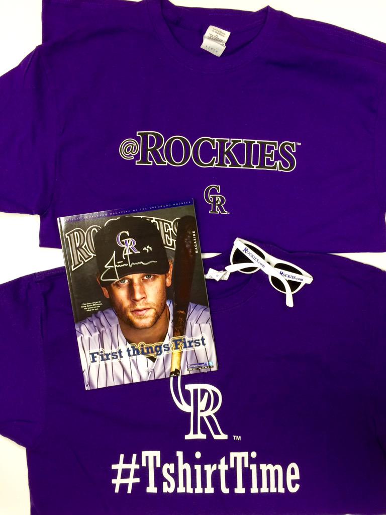 Rockies's tweet photo. RETWEET THIS for the chance to win...

•@JustinMorneau signed magazine

•@Rockies tee

•#TshirtTime tee

•Rox shades http://t.co/05ctut2b6c