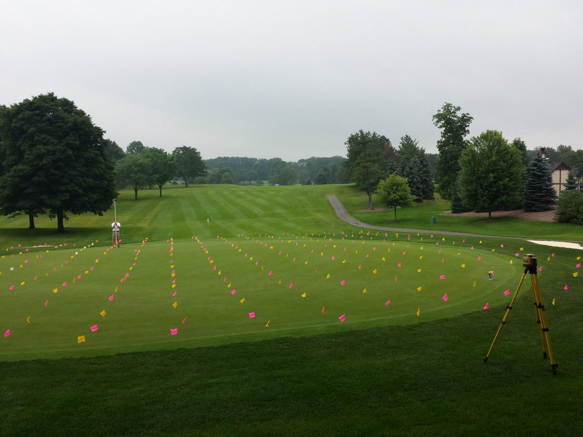 burtongolfworks's tweet photo. Great few days spent in MI surveying Willie Park &amp; Ross Greens on 5’ grids for @buildsmartrgolf #oldschoolsurveying http://t.co/Wq3TJoWxVX