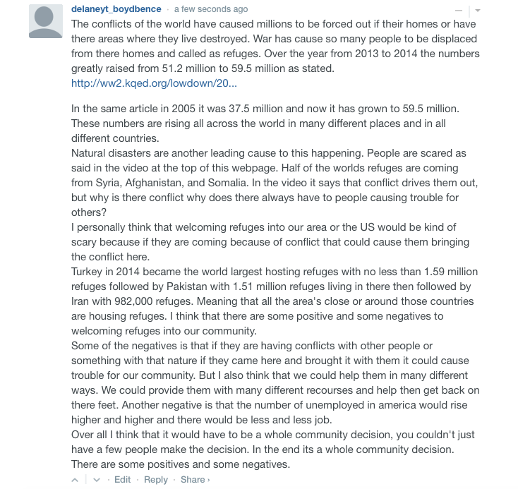 laneyt_nthc's tweet photo. Letting refuge is agroup decision because it can positively &amp; negatively affect #boydbence #donowrefugee #KQEDedspace http://t.co/qn16svg2yQ