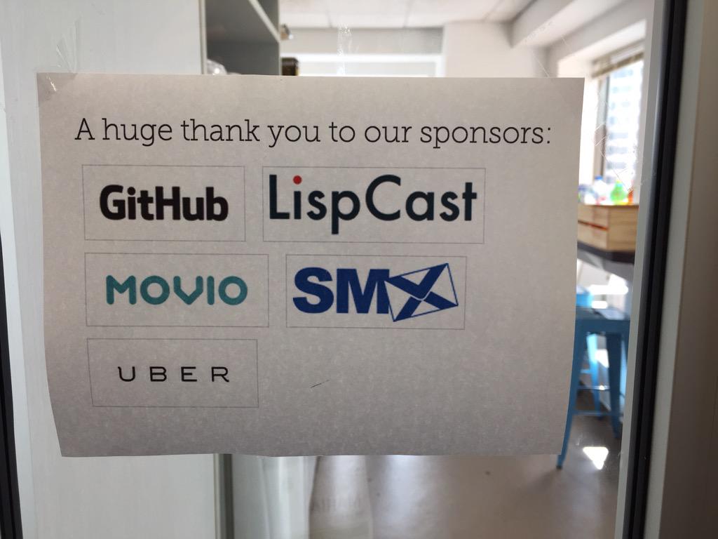 maria__geller's tweet image. A big thank you to our @ClojureBridgeNZ sponsors: @LispCast @MovioHQ @SMXemail @github @LiveOps @Uber_NZ