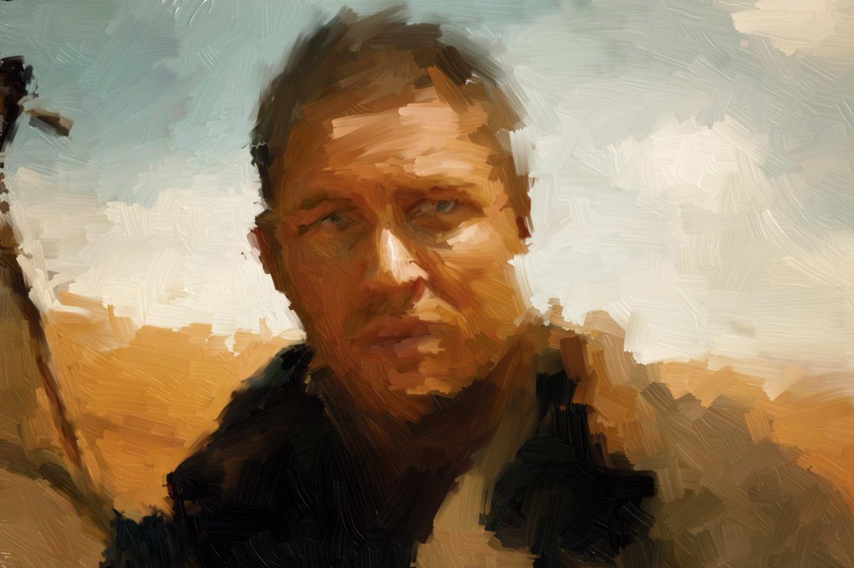 blackpawn's tweet image. PaintBot's quick stroke choices turned Mad Max into Sad Max :P