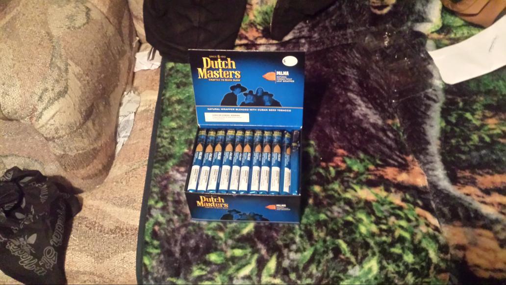 Igotfivesonthat's tweet photo. Stocked up for the weekend! #stoner #blunts  #dutchmasters #gonebymonday http://t.co/4vn1glaVkW