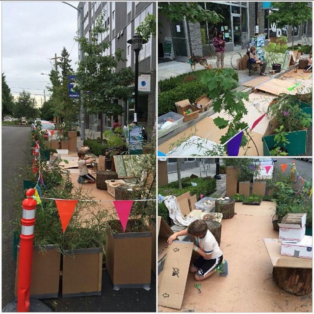 seattledot's tweet photo. Jungle themed #SEAParkingDay by West Studio in the Central District. http://t.co/4RbC9fyjGT